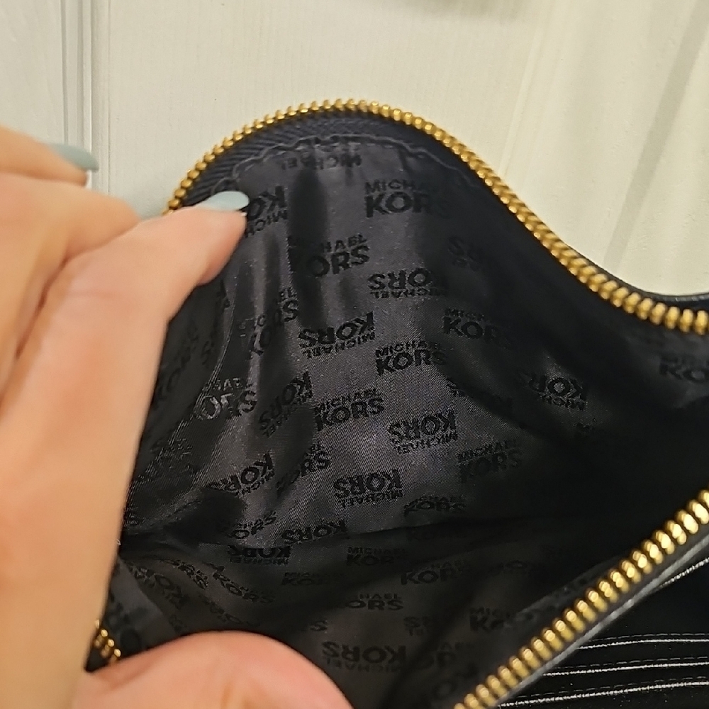 Michael Kors Black Leather Crossbody with Gold Logo - Picture 10 of 12